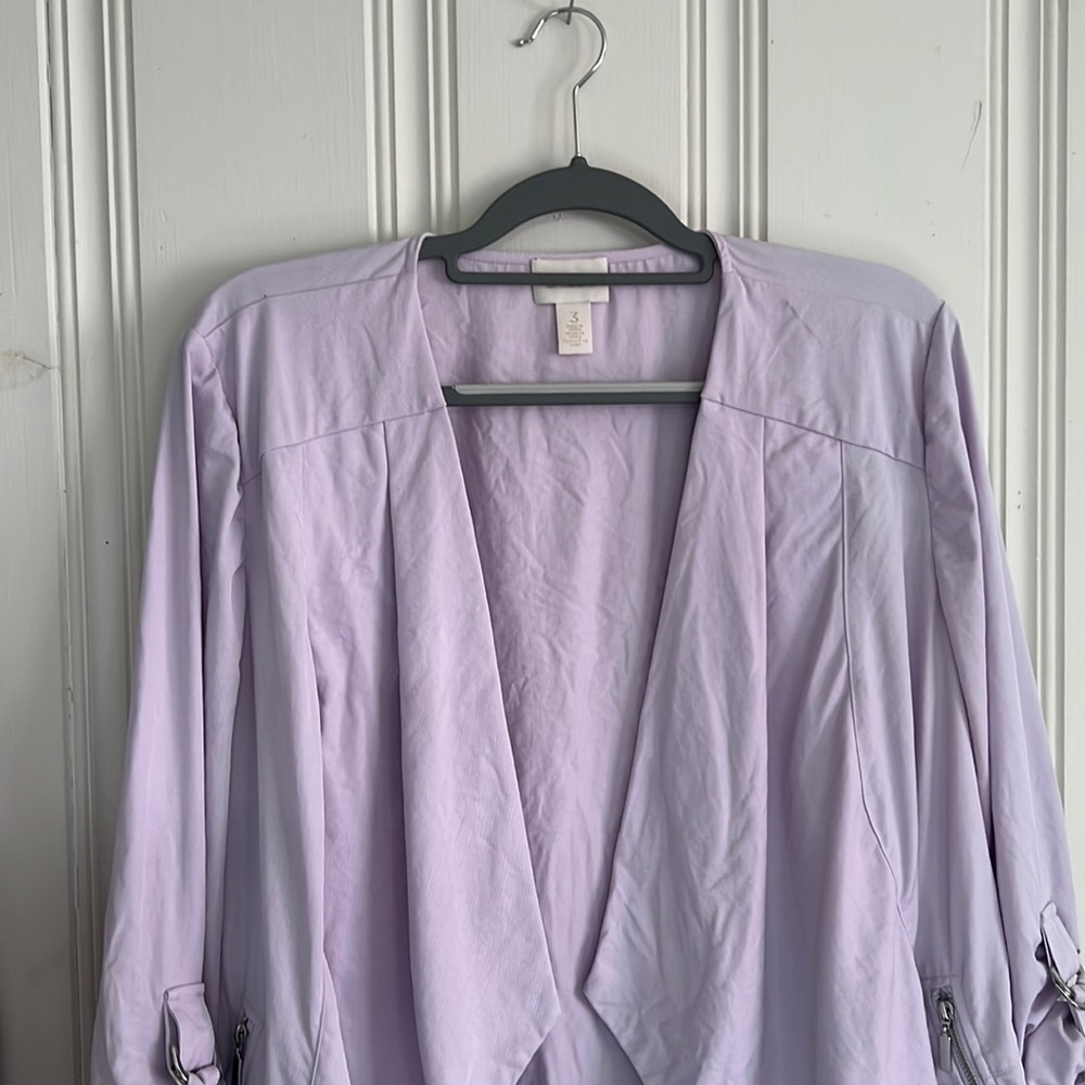 Chicos lavender blazer with silver tone accents
